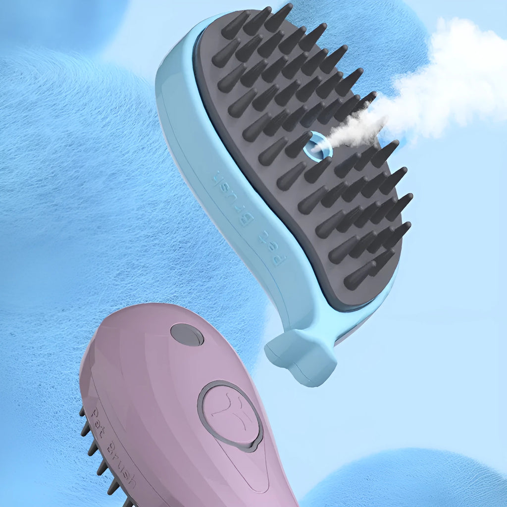 Three-in-one pet spray comb for dogs and cats in sky blue with ABS build and spray function