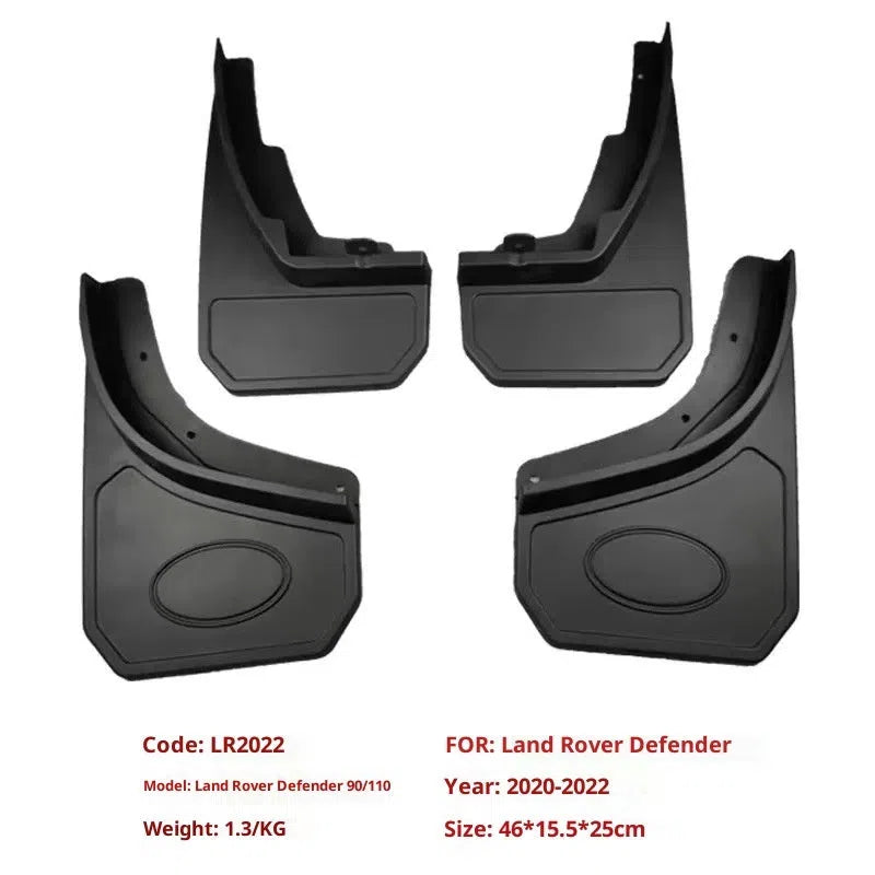 Plastic mudguard set for Land Rover Defender 90/110 large version including screws and buckles