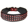 Leather dog collar with decorative metal rivets for large breed dogs in multiple colour options