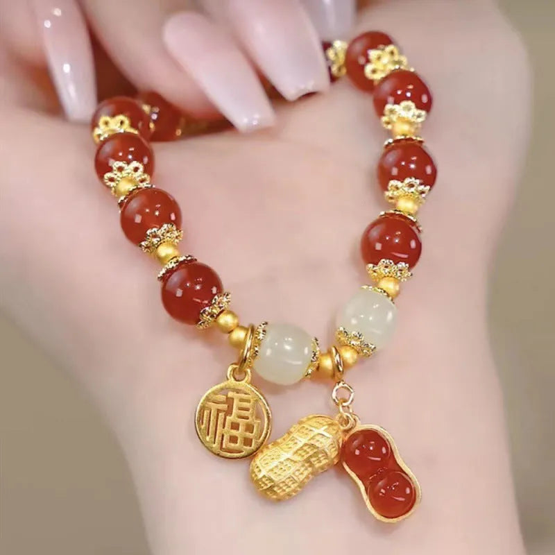 Chinese style glass bracelet with bamboo joint design elements in multiple colour options