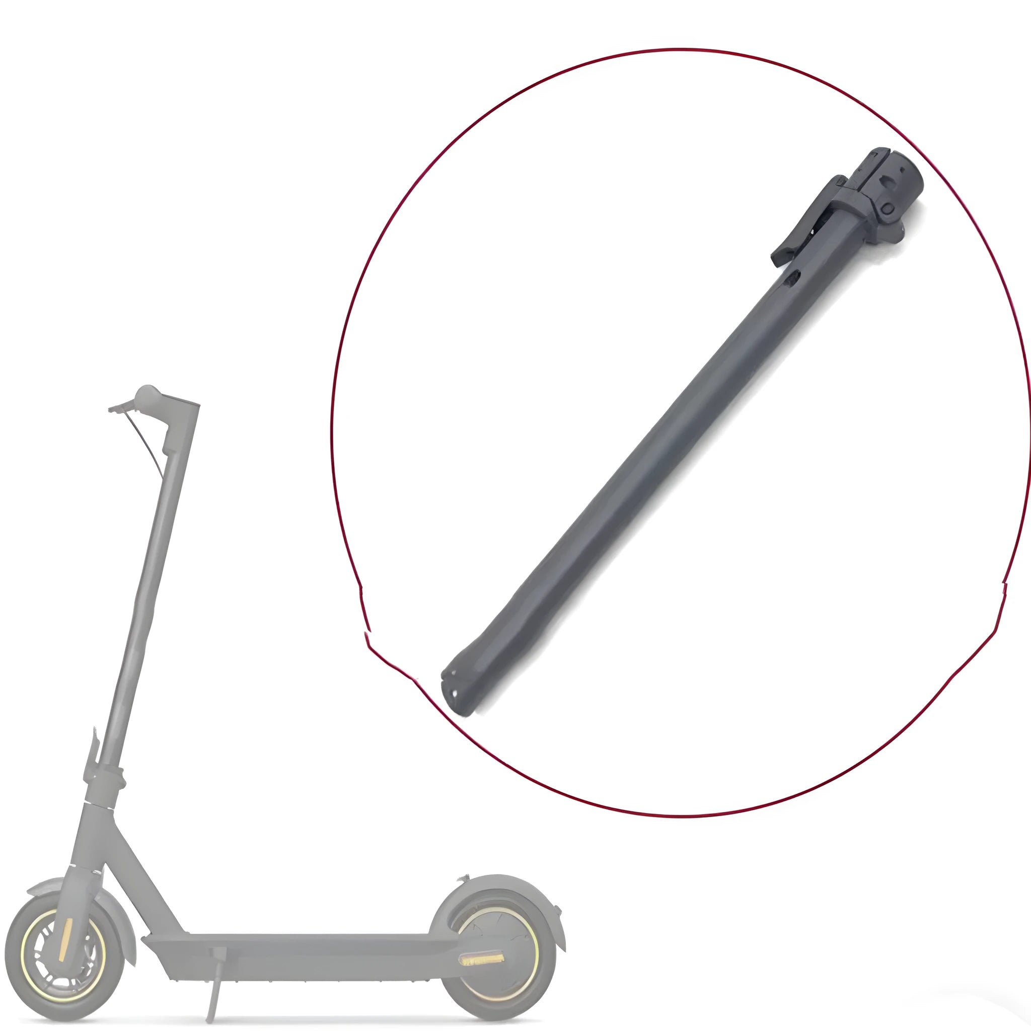 Black folding upright handlebar accessory for Nanbo No. 9 scooter, shown next to a scooter deck.