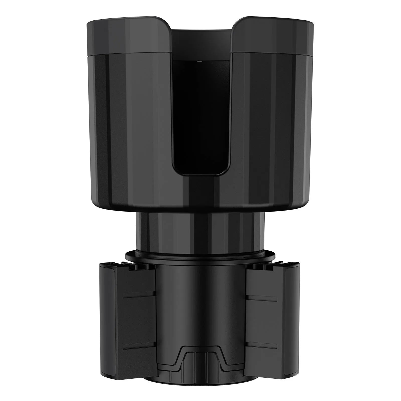 Matte black ABS car cup holder expander with adjustable base for extra large bottles
