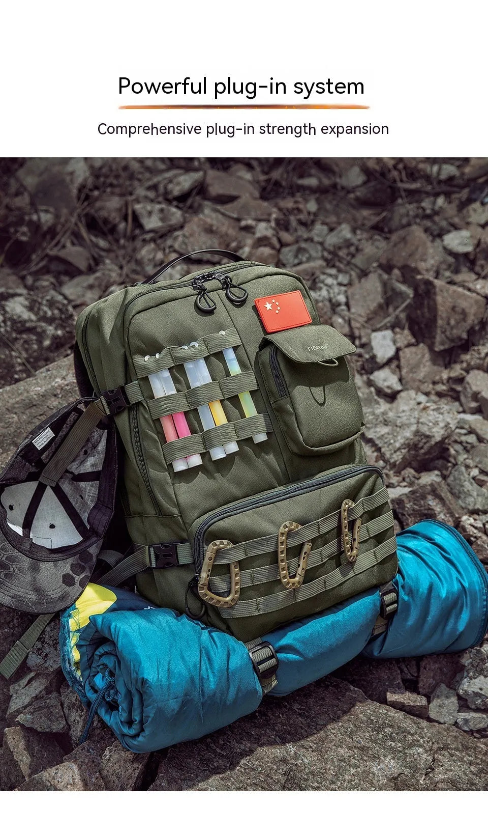 17-inch waterproof tactical backpack in Army Green colour with 20-35L capacity for outdoor sports