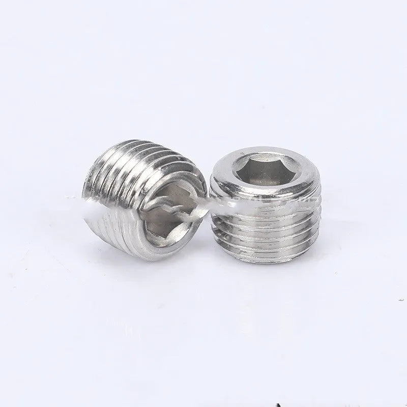 Stainless steel hexagon bulkhead pipe plug with external wrench flats for 3/8 inch series.