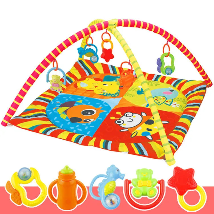 Velvet baby gymnastics game blanket with animal pattern for ability training.