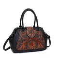 Handmade carved one-shoulder women's PU leather bag in beige with retro embossed pattern and pillow shape