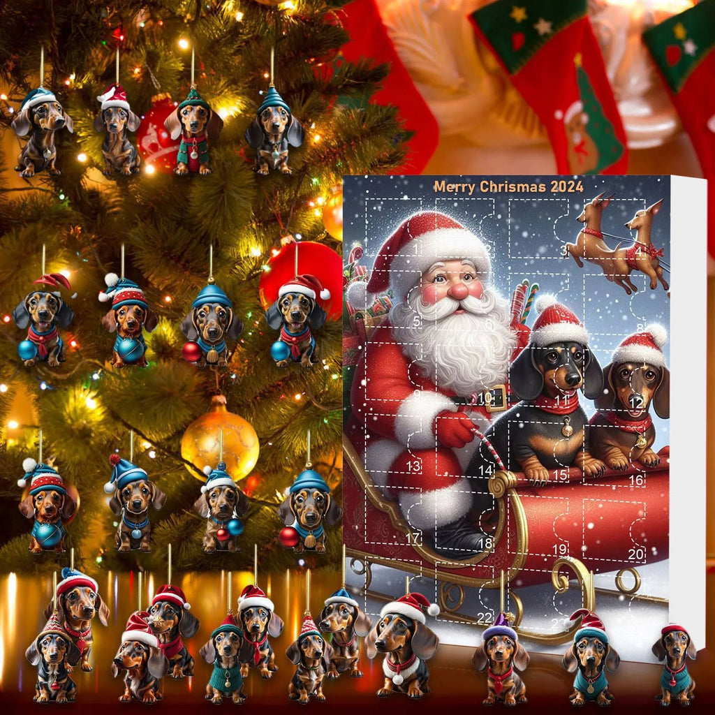 Christmas countdown pet pendant acrylic decoration in multiple colour options on wall