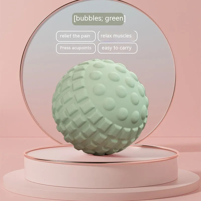 TPR foot massage ball in blue colour showing 6cm diameter with spherical and peanut-shaped variants