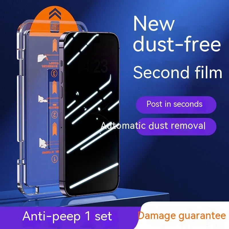 Two-pack of tempered glass privacy screen protectors for iPhone with anti-fingerprint finish.