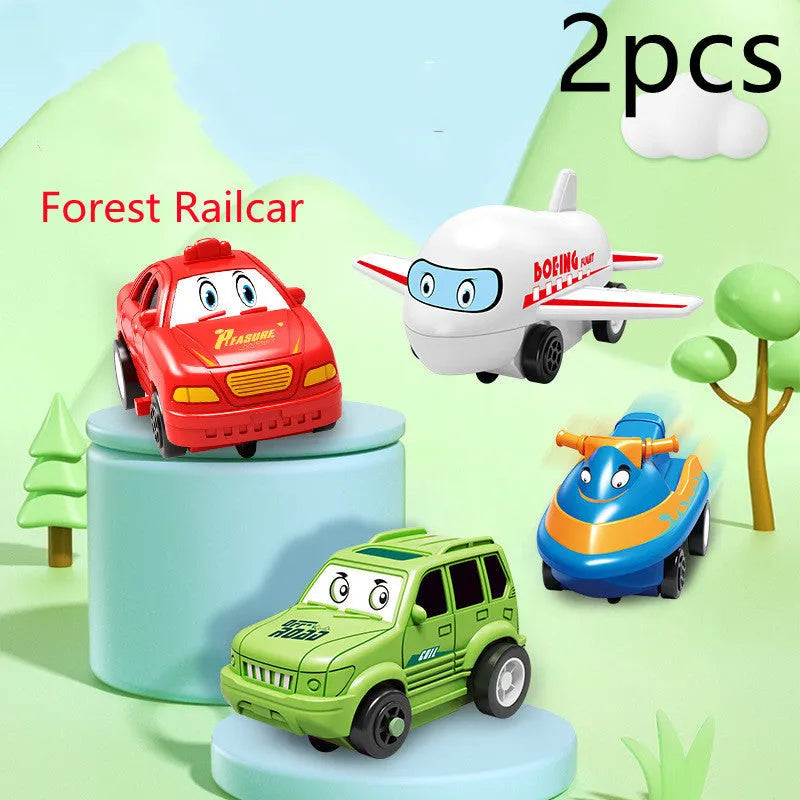 Children puzzle electric railroad speeder with DIY assembly track and automatic car, dinosaur theme