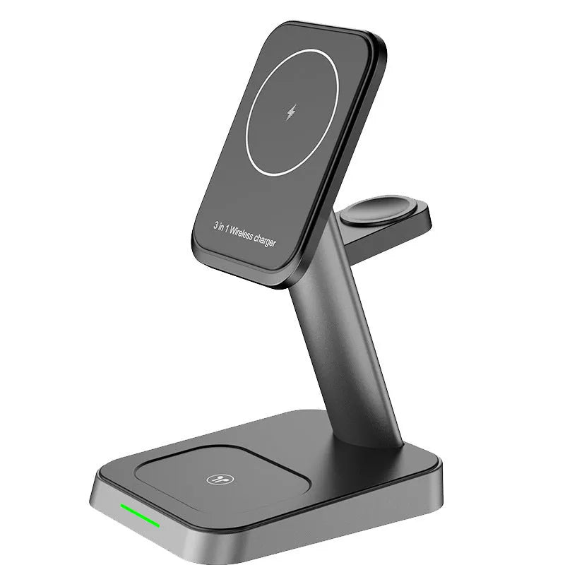 Black minimalist vertical wireless phone charging stand with 10000mAh power bank