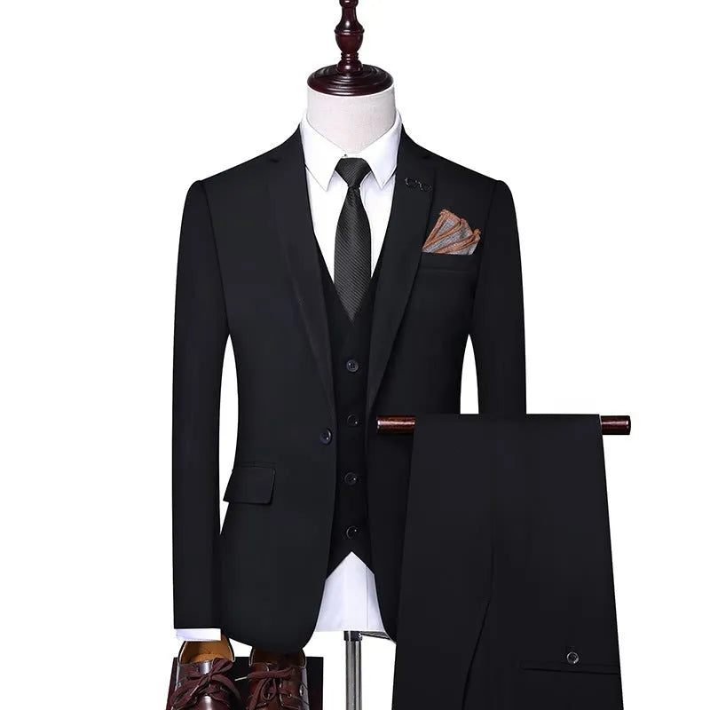 Men's three-piece suit set in grey, brown or black, acetate fibre blend, regular fit, sizes M to 4XL