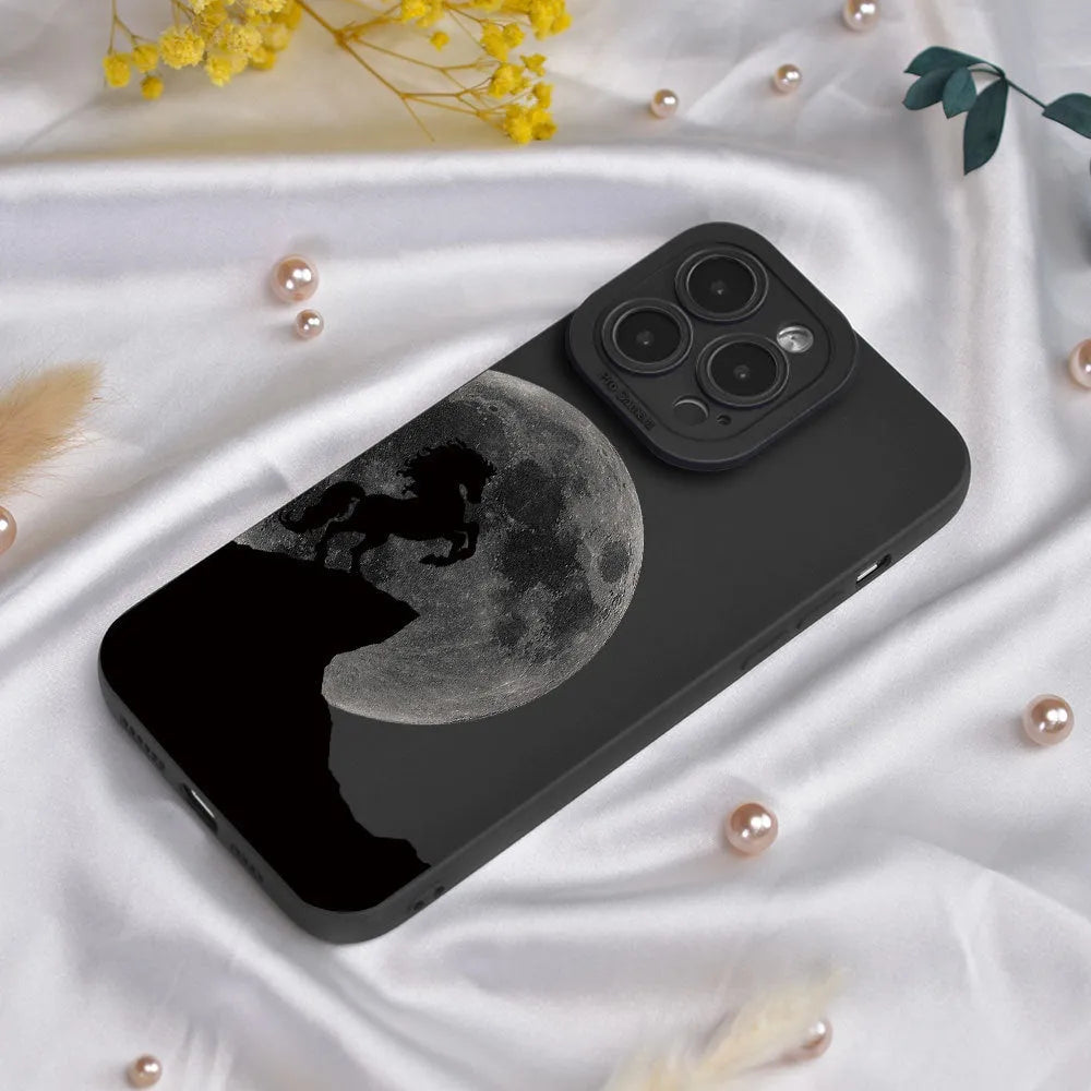 Black TPU soft phone case with monster design and all-inclusive lens cover for Apple iPhone
