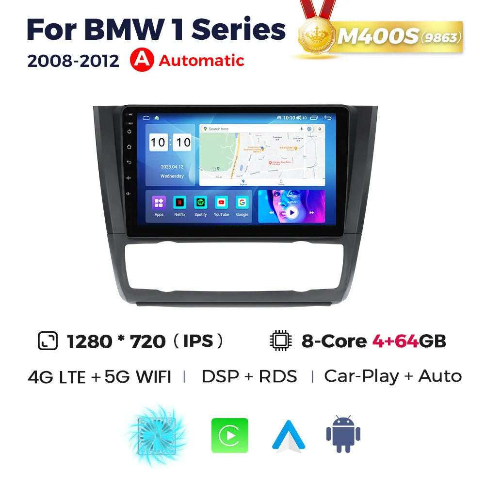 9-inch Android car navigation and central control touchscreen unit for BMW E87 vehicles.