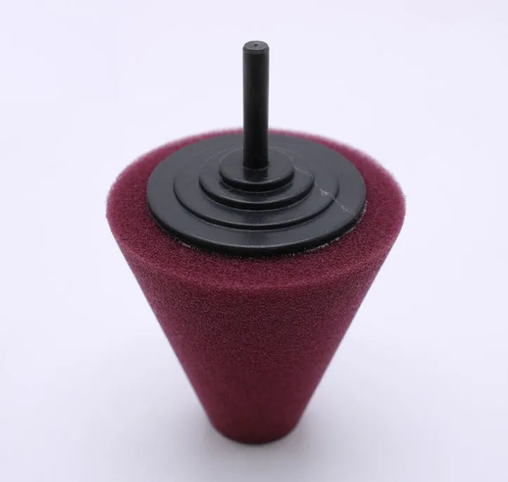 Car polishing sponge disc with net steel ring and 6mm handle, colour-coded for different abrasiveness levels