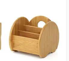 Multi-purpose bamboo desktop storage box with smooth surface and clear grain, available in colour A