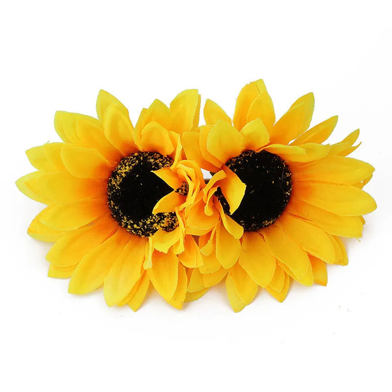 Fashion SUNFLOWER barrette in sunflower colour made of nylon with manual processing for girls seaside vacation hair accessory