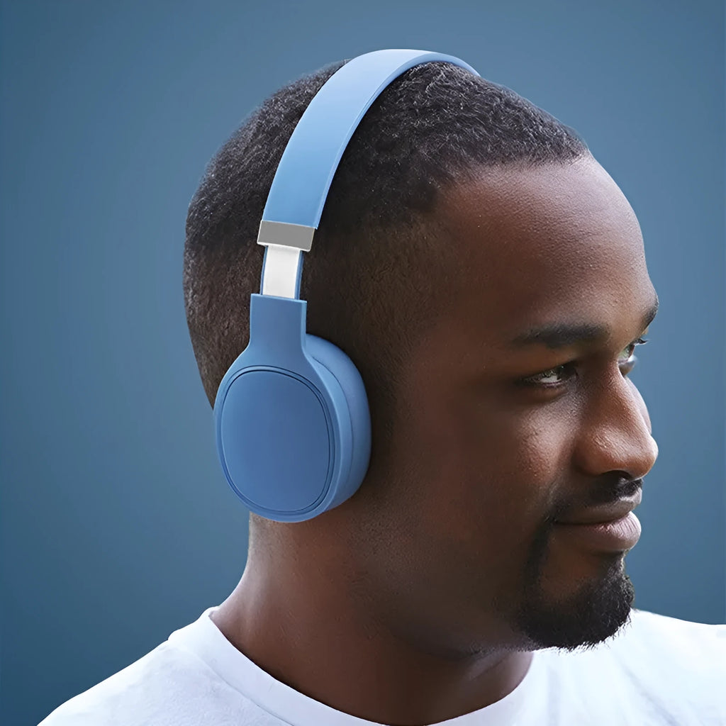 True wireless Bluetooth headphones in black, blue, grey, and white colours with charging case and cable