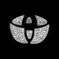 Zinc alloy diamond pattern decorative sticker for a Toyota car steering wheel.