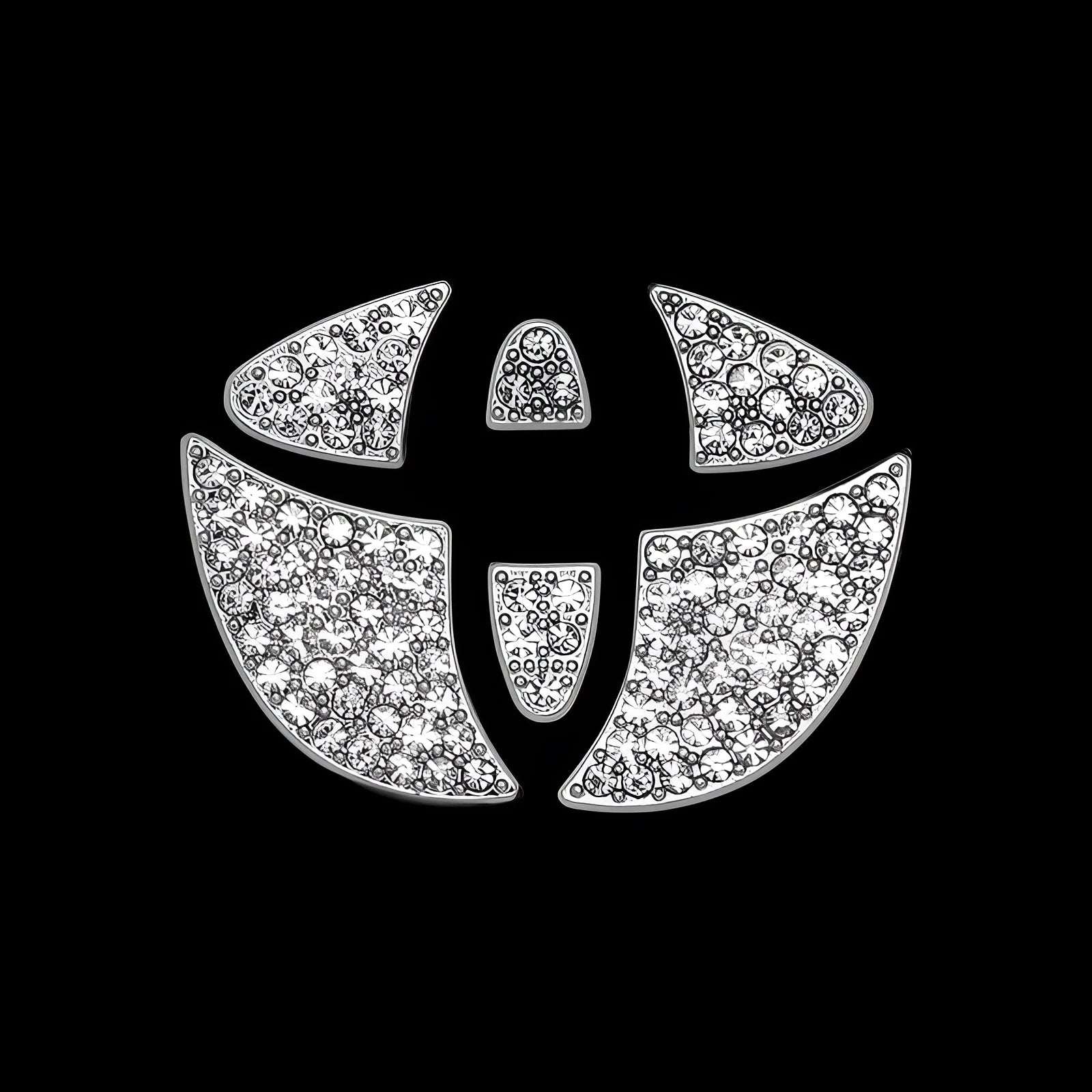 Zinc alloy diamond pattern decorative sticker for a Toyota car steering wheel.