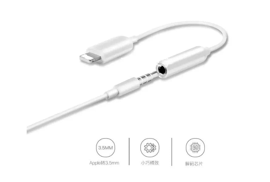 White Lightning to 3.5mm audio adapter cable for iPhone compatibility