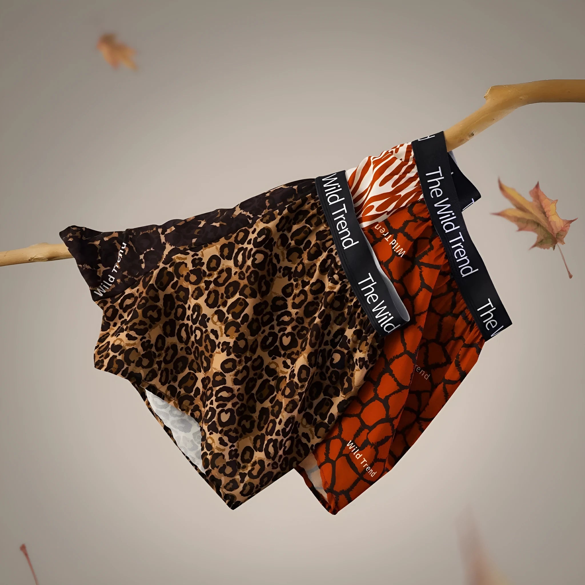 Men's leopard print casual shorts in ice silk fabric with quick-drying properties