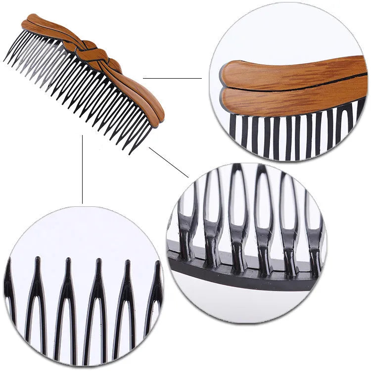 Retro Korean hair comb in plastic and resin, women's wavy styling, 10-piece set with colour options A1 to A10