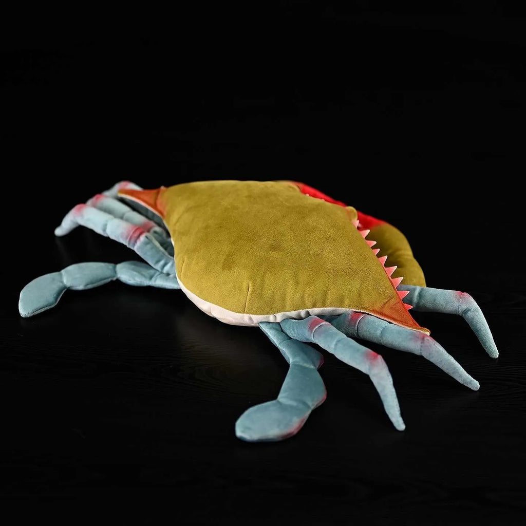 Super soft red sea crab plush toy with chemical fibre surface, 42cm wide from left foot to right foot