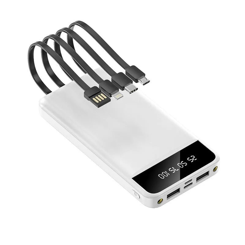 20000mAh capacity portable power bank with cable in industrial plastic case