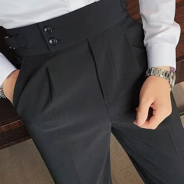 Retro high waist straight leg trousers in black, brown, grey or white colours