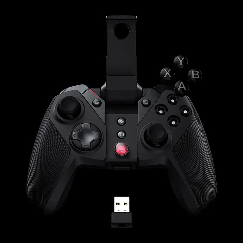 Black Gaishi wired USB-C game controller with textured grips on a dark surface