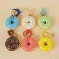 Doughnut decompression toy pendant, PU, 3.5cm thick, with lanyard, in white blue brown yellow green pink red