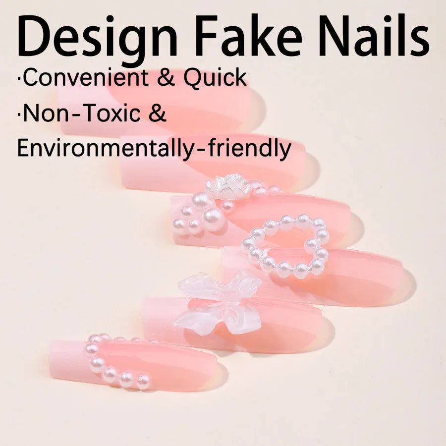 French love pearl fake nail stickers in colour XD93 with jelly glue and polish rub