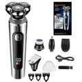 Digital display USB rechargeable beard scraper with a fully washable black body and floating cutter head.