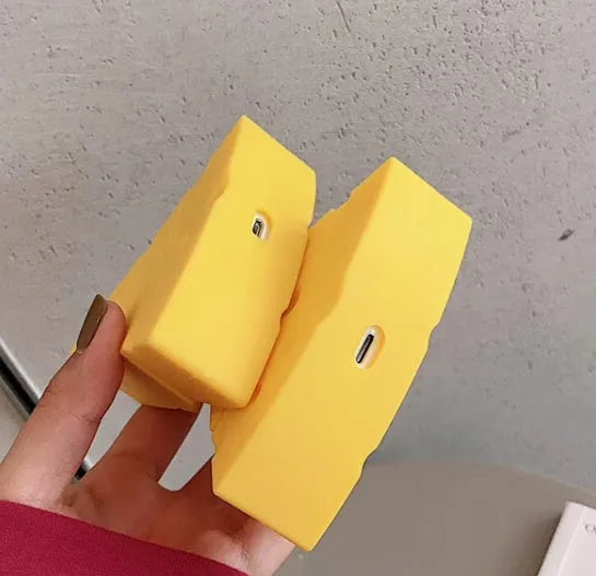 Yellow silicone protective cover for Apple AirPods 1, 2, and Pro 3 earphone cases