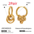 A pair of stainless steel ins style earrings with an electroplated silver or gold tone finish.