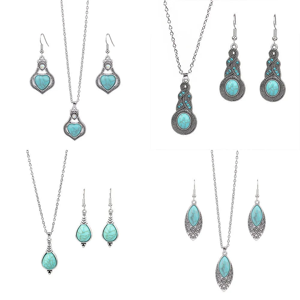 Women's alloy earrings and necklace set with ellipse design in multiple colour options HS 310 HS 184 HS 311 HS 007 HS 036