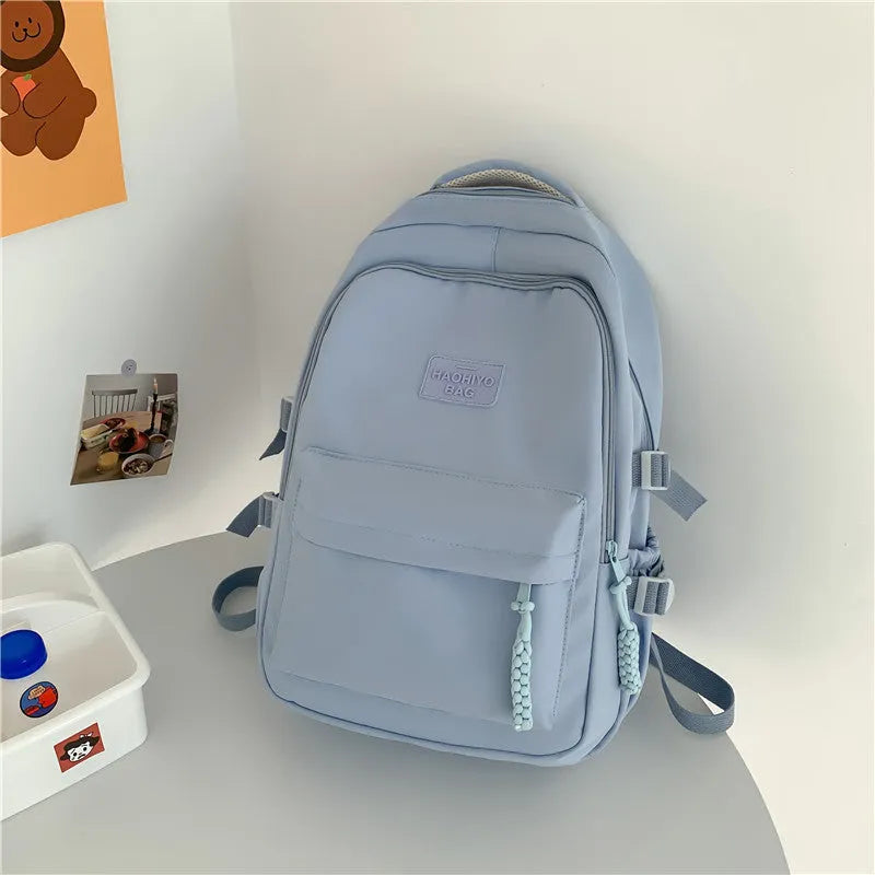 Korean-style large-capacity lightweight nylon school backpack in macaron colour