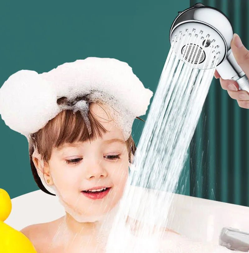 Silver ABS plastic handheld shower head for gentle pet and baby bathing