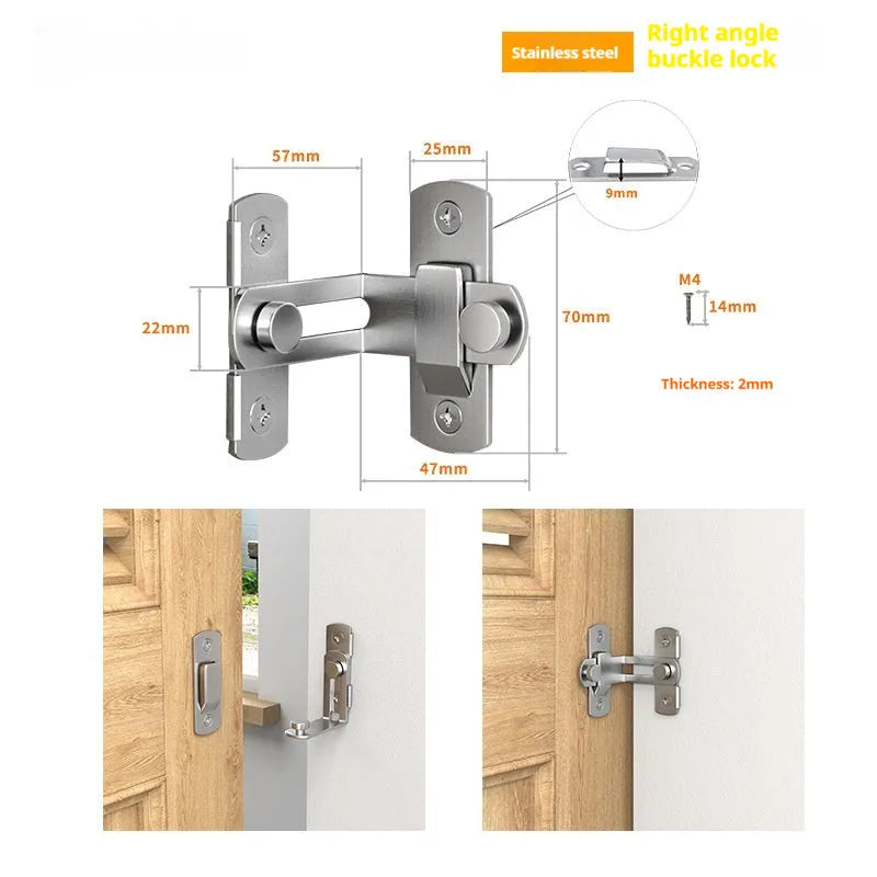 Warehouse hook lock with 90-degree stainless steel carbon steel latch for sliding door security