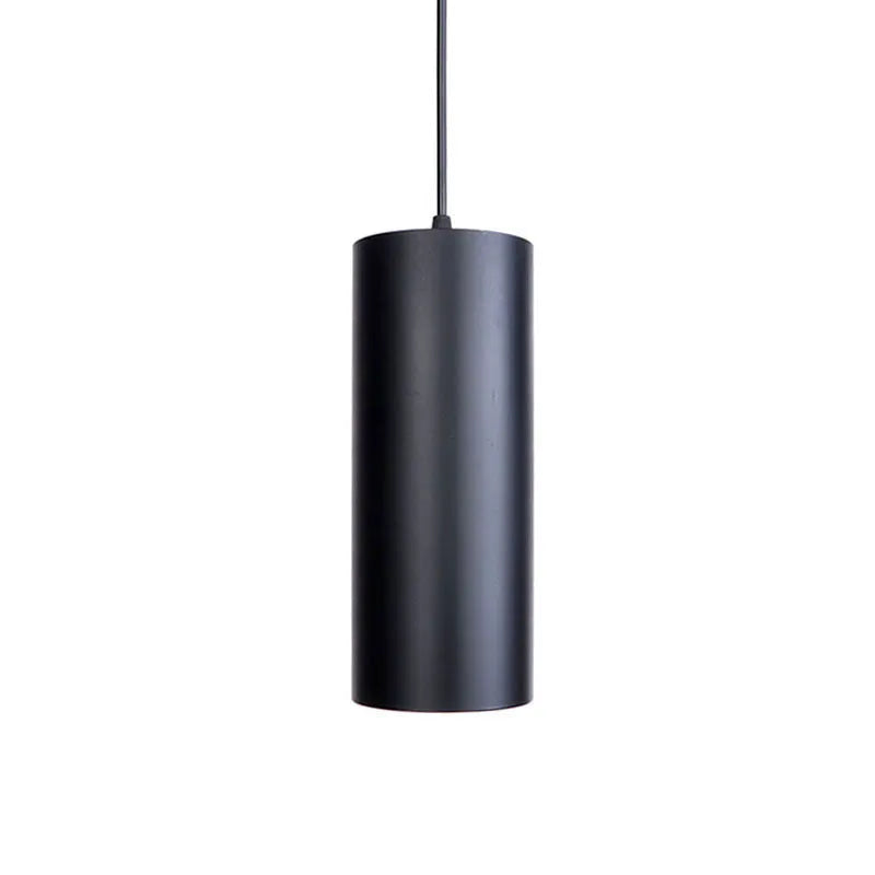 Matte black wrought iron retro chandelier ceiling light with a visible suspension rod and bulb holder.