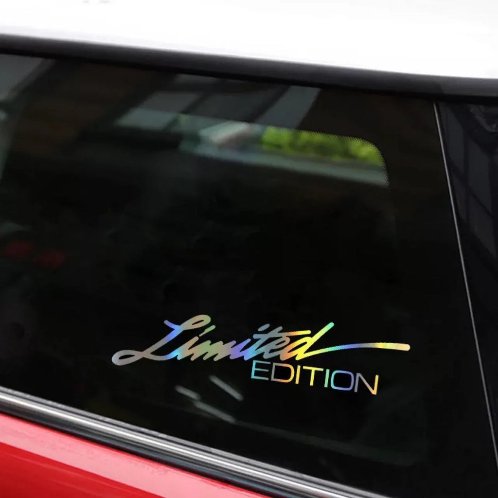 Black laser reflective car sticker with text design on PET material for vehicle body application