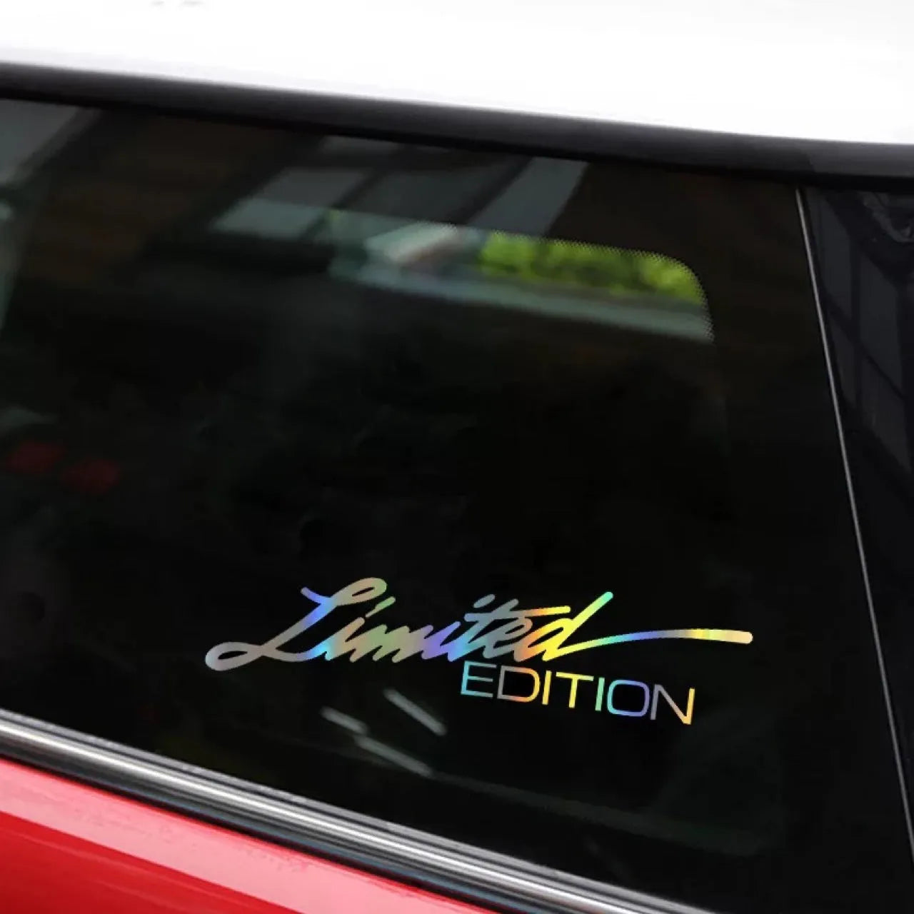 Black laser reflective car sticker with text design on PET material for vehicle body application