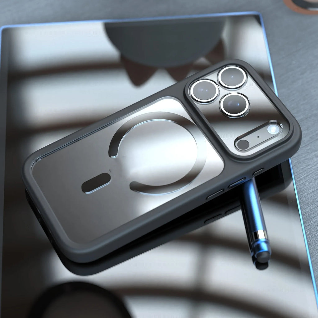 iPhone 17 Pro Max two-in-one magnetic phone case in black, dark blue, and white colours showing shockproof design