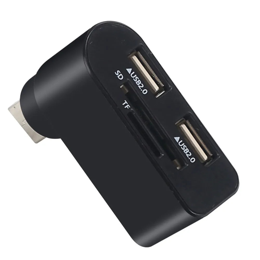 USB 2.0 hub and multi-function card reader splitter with three-port docking station in black or white ABS