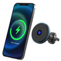 Aluminium alloy 15W magnetic wireless car charger with adjustable dashboard mounting bracket in black