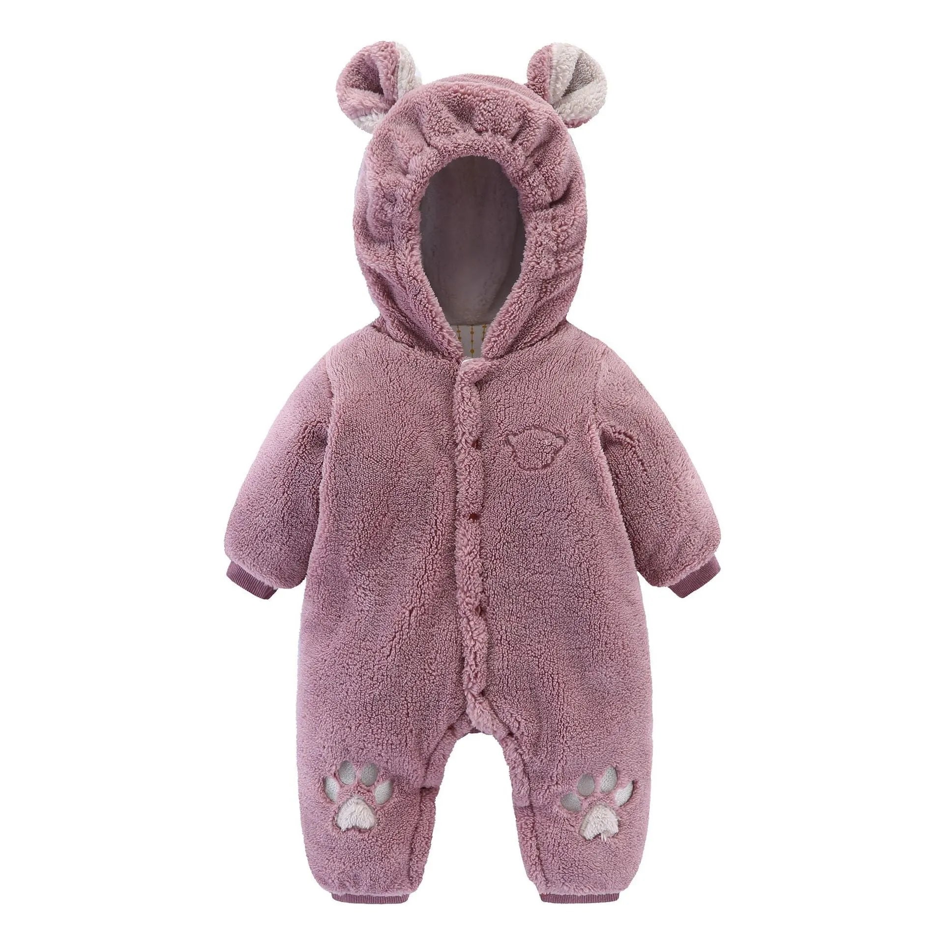 Newborn baby quilted rice velvet onesie in neutral colour with long sleeves, flat car stitching, 0-2 years size range