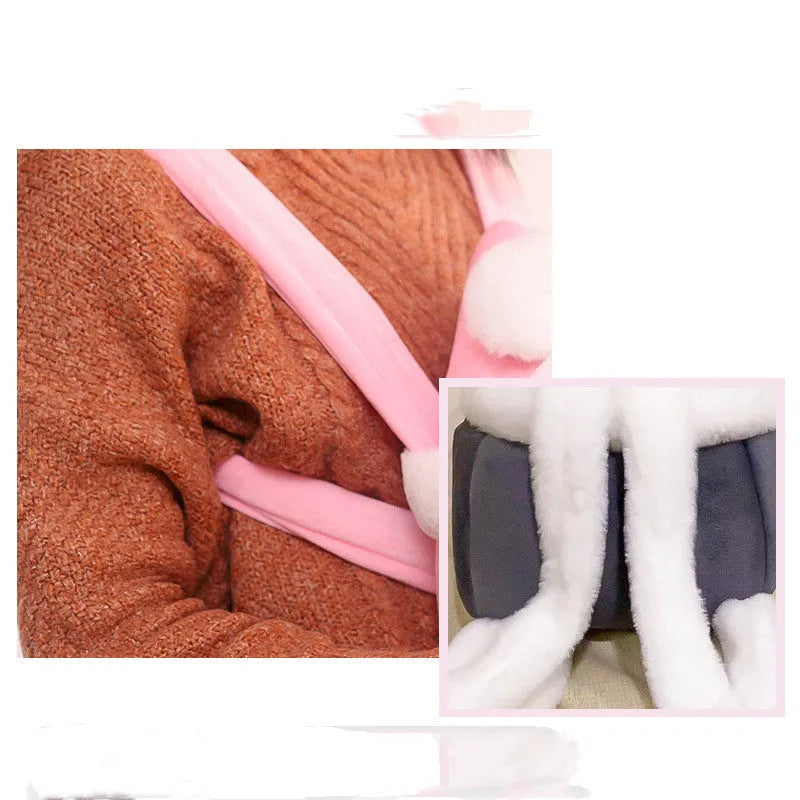 Plush velvet cat carrier backpack, Japanese Korean style, grey pink light grey or coffee, M or L size