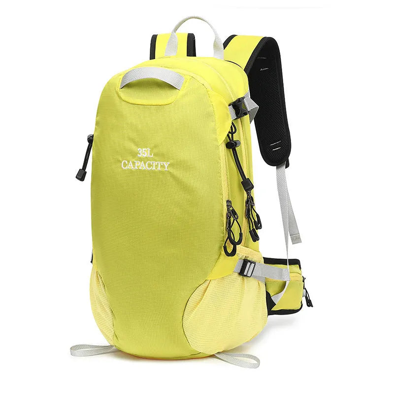 Black waterproof Oxford cloth hiking backpack with under 20 litre capacity, shown folded.