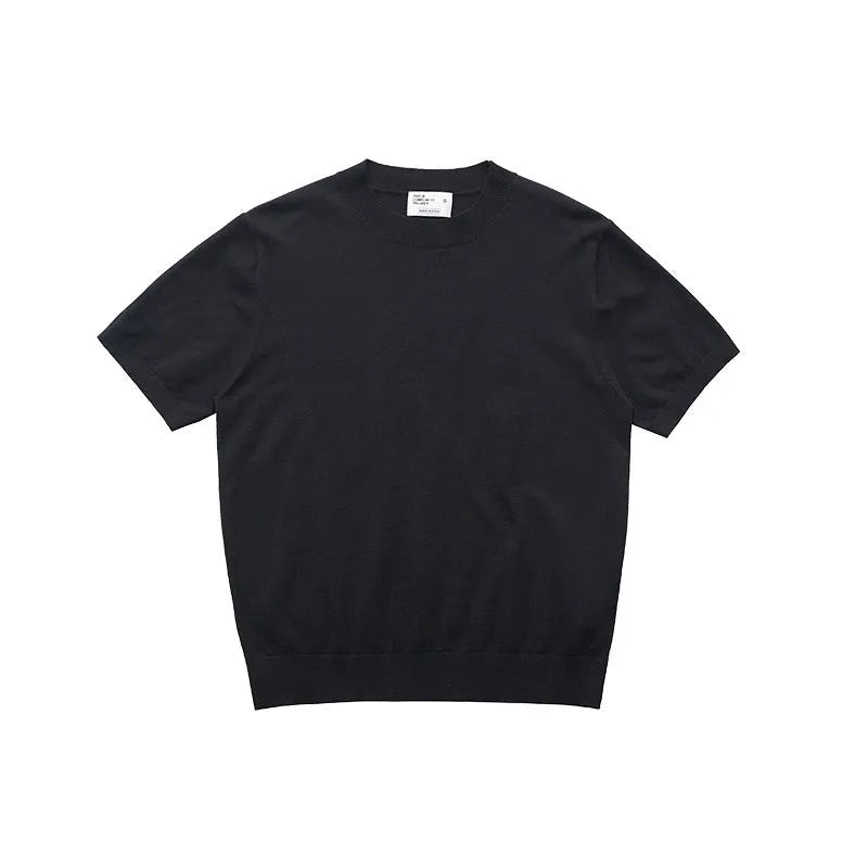 Fanio velvet short-sleeved T-shirt in solid colour with French Australian velvet fabric